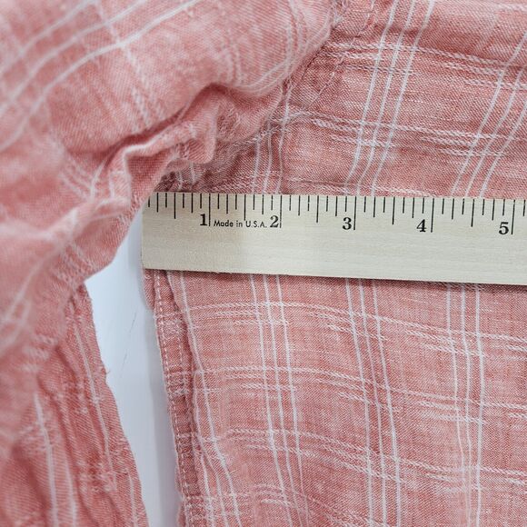 Tommy Bahama Shirt Mens XXL Linen Long Sleeve Pink Salmon Check Button Up Casual - Picture 8 of 11